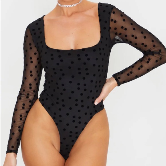 PrettyLittleThing Tops - NWT PLT MESH LONG SLEEVE BODYSUIT